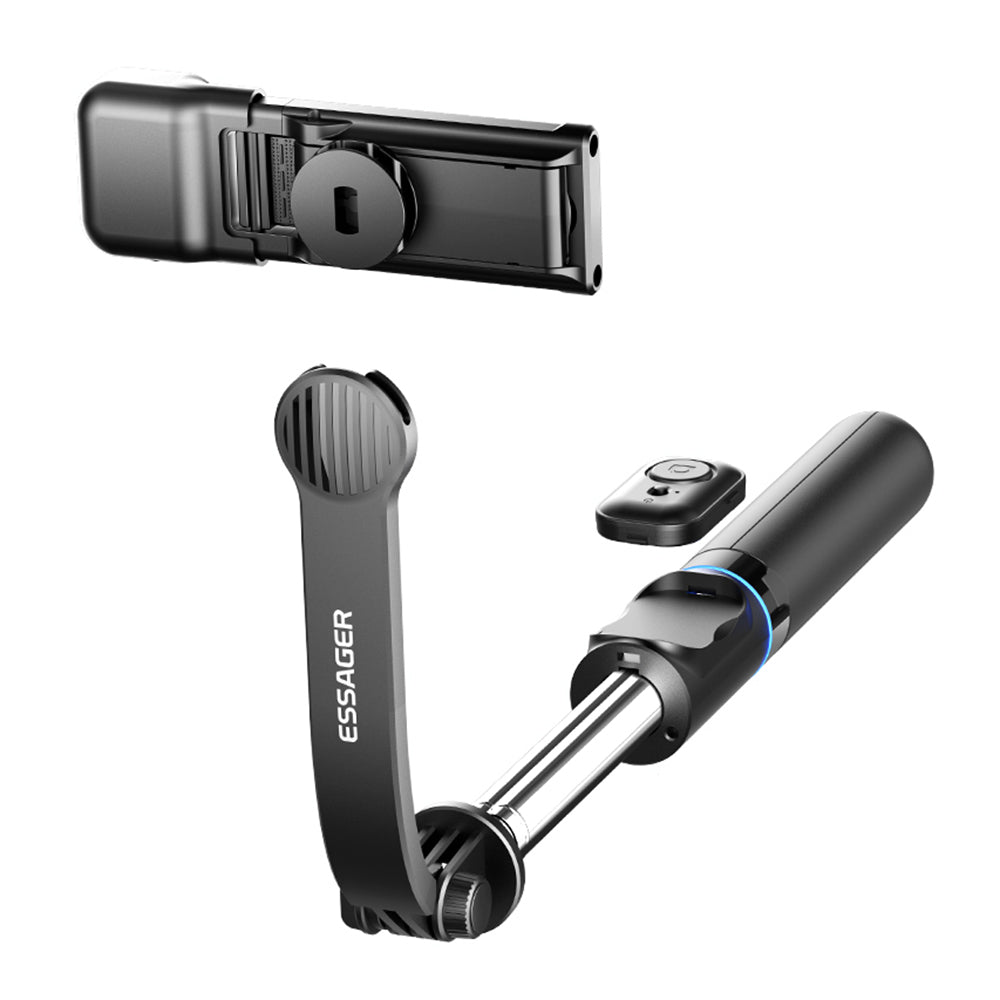 ESSAGER LED Fill Light Design Selfie Stick Tripod Stand Phone Clip Holder with Bluetooth Remote Control