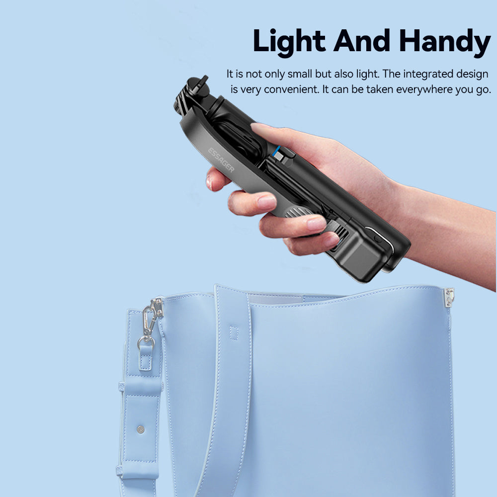 ESSAGER LED Fill Light Design Selfie Stick Tripod Stand Phone Clip Holder with Bluetooth Remote Control