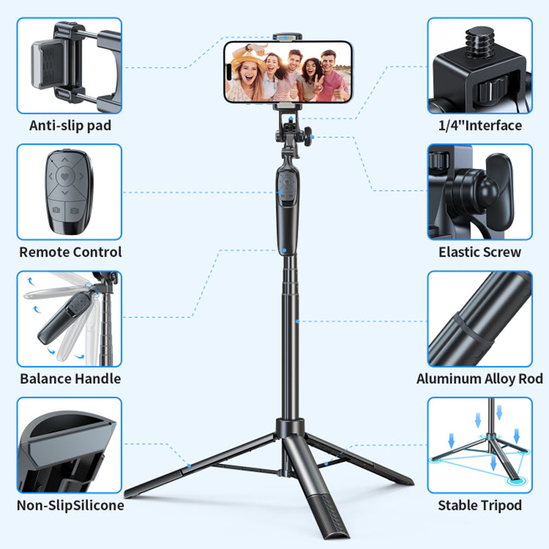 PIXEL ST2 1.6m Outdoor Folding Anti-Shake Selfie Stick Portable Cell Phone RC Gimbal Tripod Stand with Bluetooth Remote Control