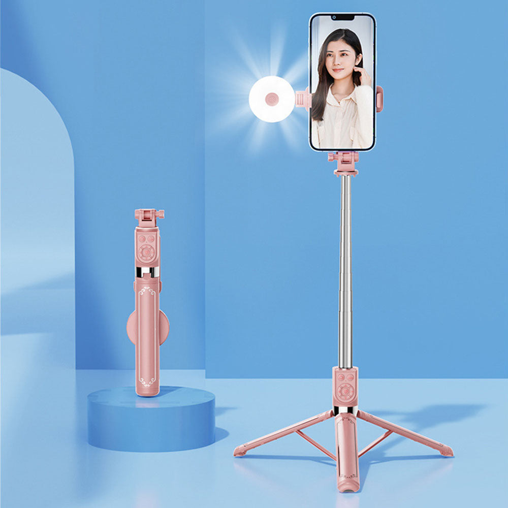 Z14pro Tripod Stand Phone Clip Holder LED Light Design 23-140CM Extendable Selfie Stick with Bluetooth Remote Control