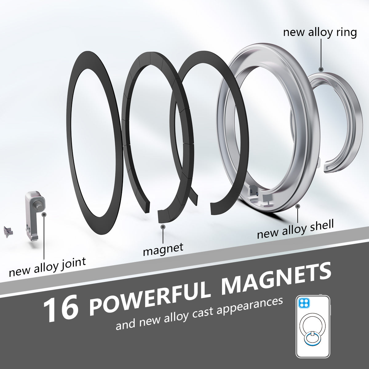 ZH-M02 Creative Cell Phone Ring Stand Magnetic Finger Ring Holder Adjustable Zinc Alloy Finger Grip