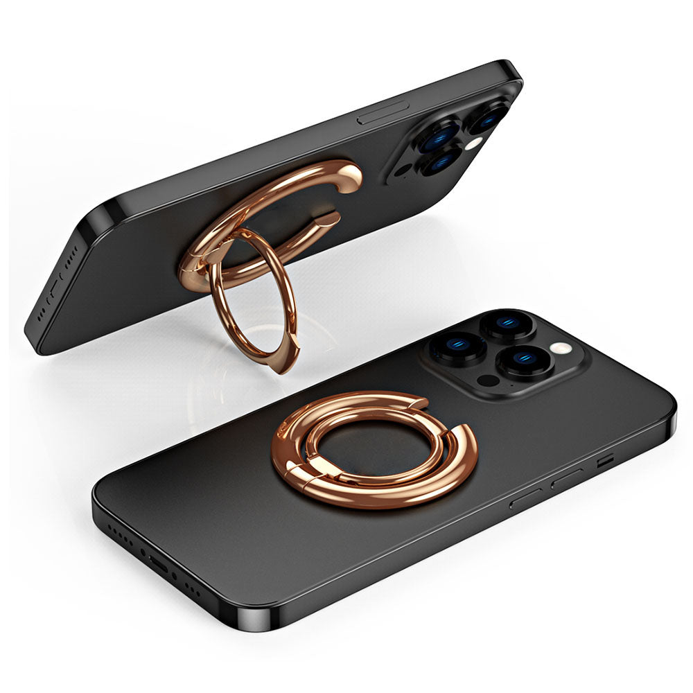 For iPhone 12 / 13 / 14 Series Electroplating Metal Kickstand Magnetic Folding Finger Ring Phone Holder