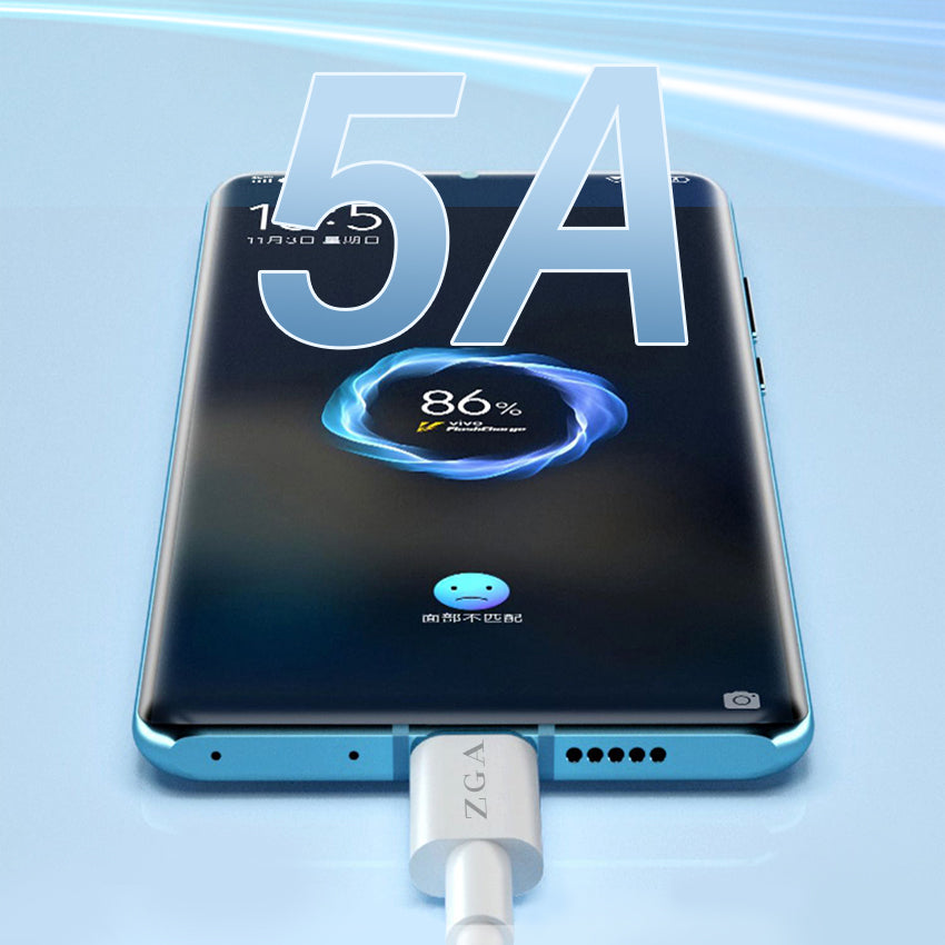 ZGA CB05 1m 5A USB to Type-C Data Cable Mobile Phone Fast Charging TPE Cord