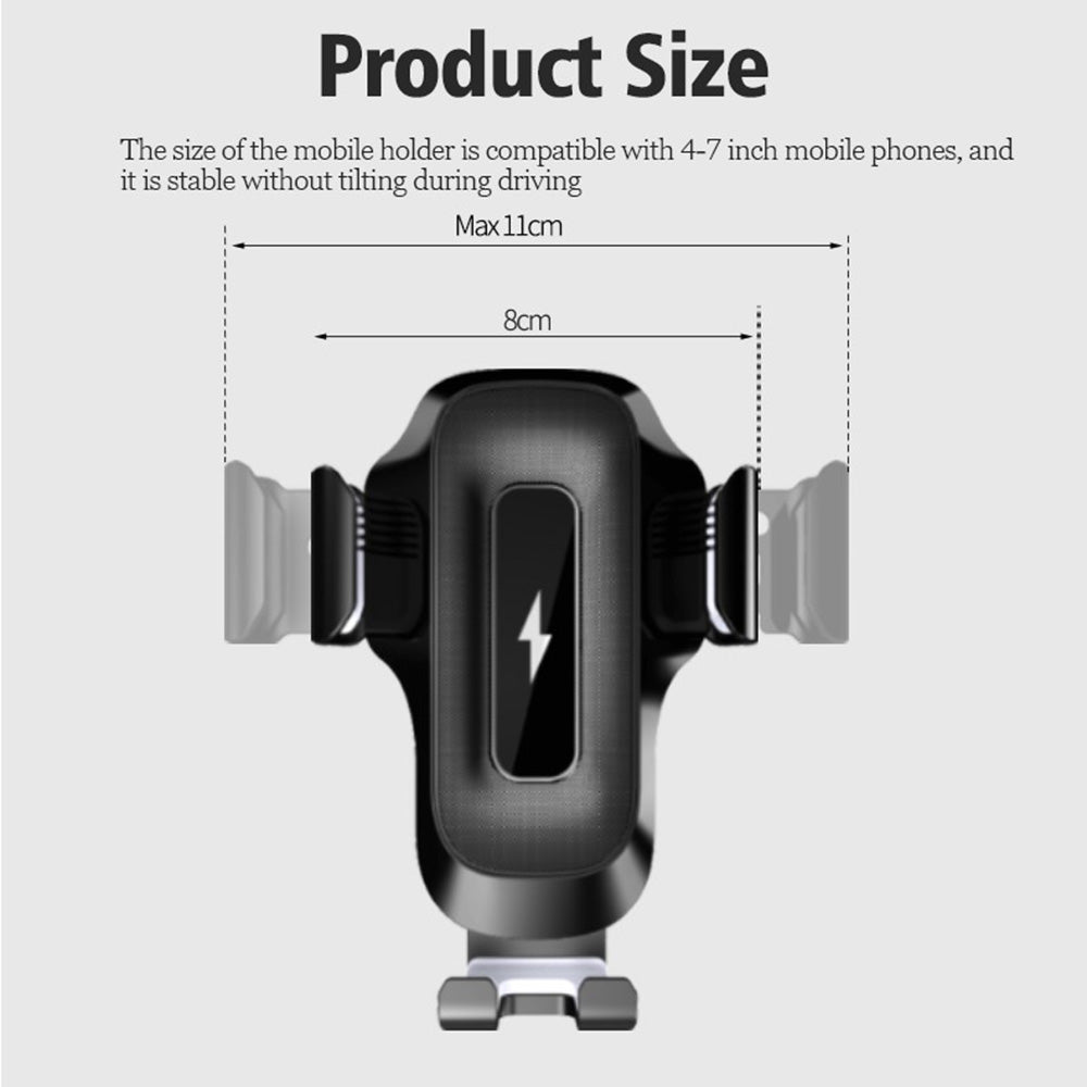 X15 15W Car Wireless Charger Touch Sensitive Mobile Phone Charger Mount with Charging Indicator