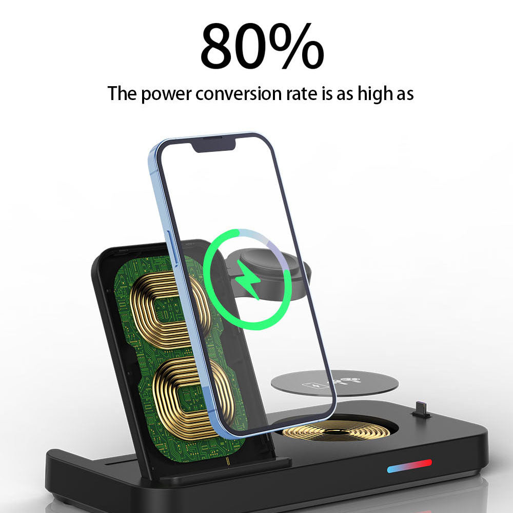 B-19 4-in-1 Folding Wireless Charger Portable Phone Charger with Indicator for Headset, Watch Charging Stand (Only for Samsung Watch)