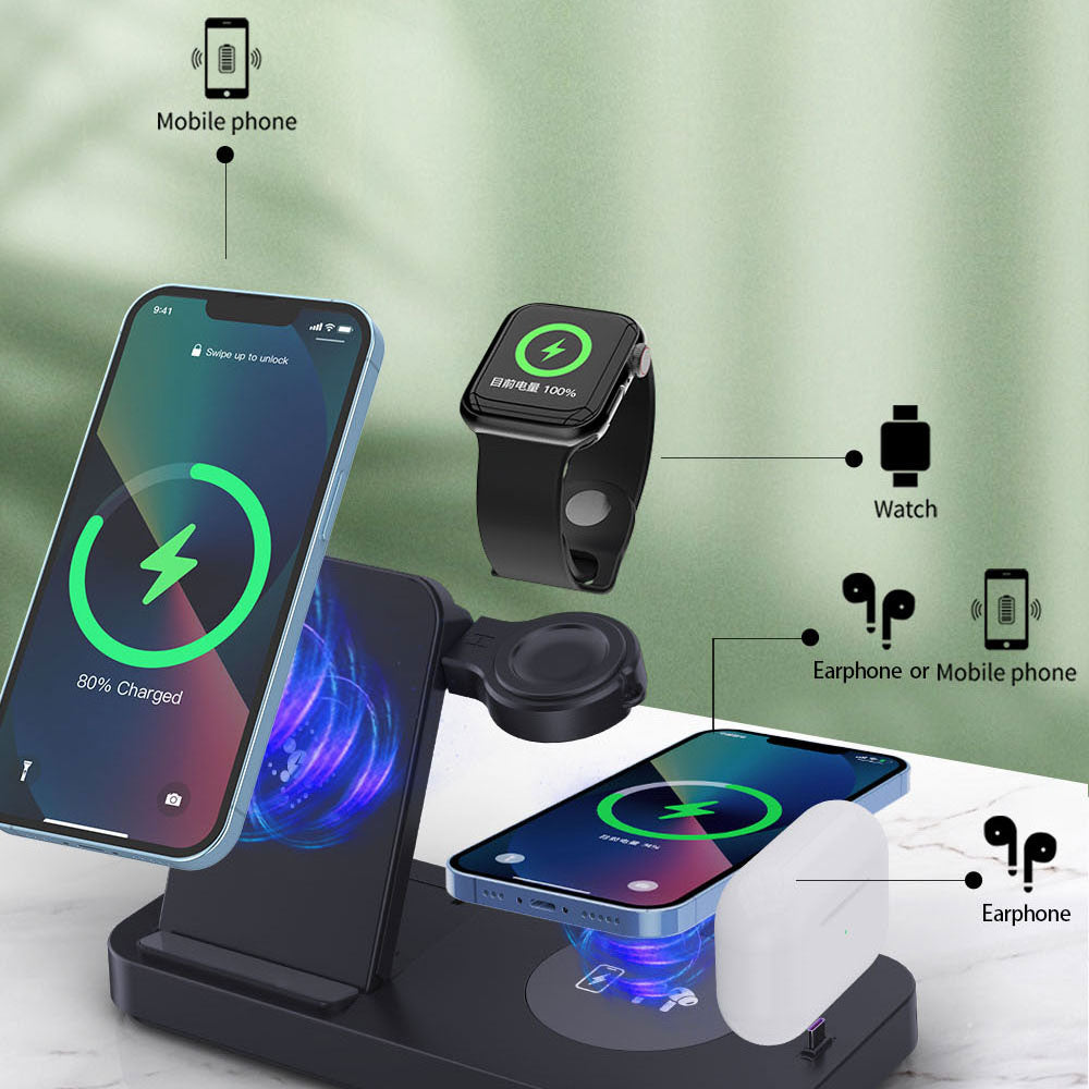 B-19 4-in-1 Folding Wireless Charger Portable Phone Charger with Indicator for Headset, Watch Charging Stand (Only for Samsung Watch)