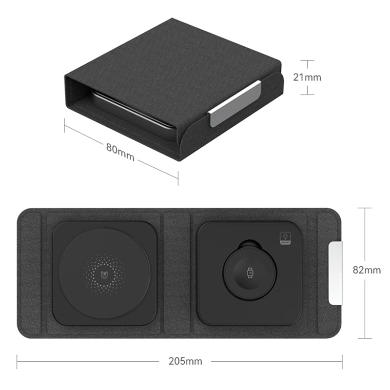 F27 15W 2-in-1 Mobile Phone Magnetic Wireless Charger Slim Portable Folding Charging Station for Earbuds, Watch