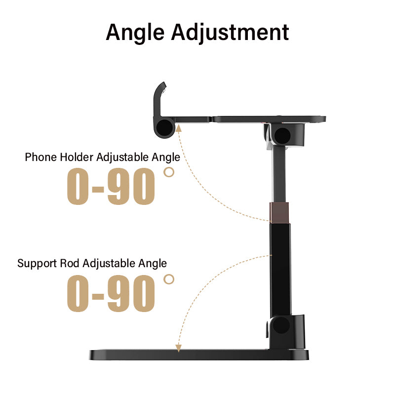 CCT14 Lifting Folding Phone Holder Portable Multi-Angle Adjustable Phone Stand for iPhone, Samsung, Huawei