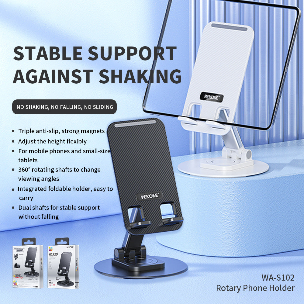 WEKOME S102 Desktop Rotary Phone Stand Aluminum Alloy Folding Mini Tablet Holder