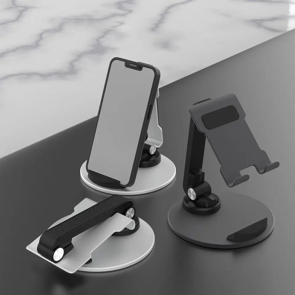 TM13 Round Base Folding Tablet Stand Aluminum Alloy Mini Rotating Phone Stand Adjustable Cell Phone Holder