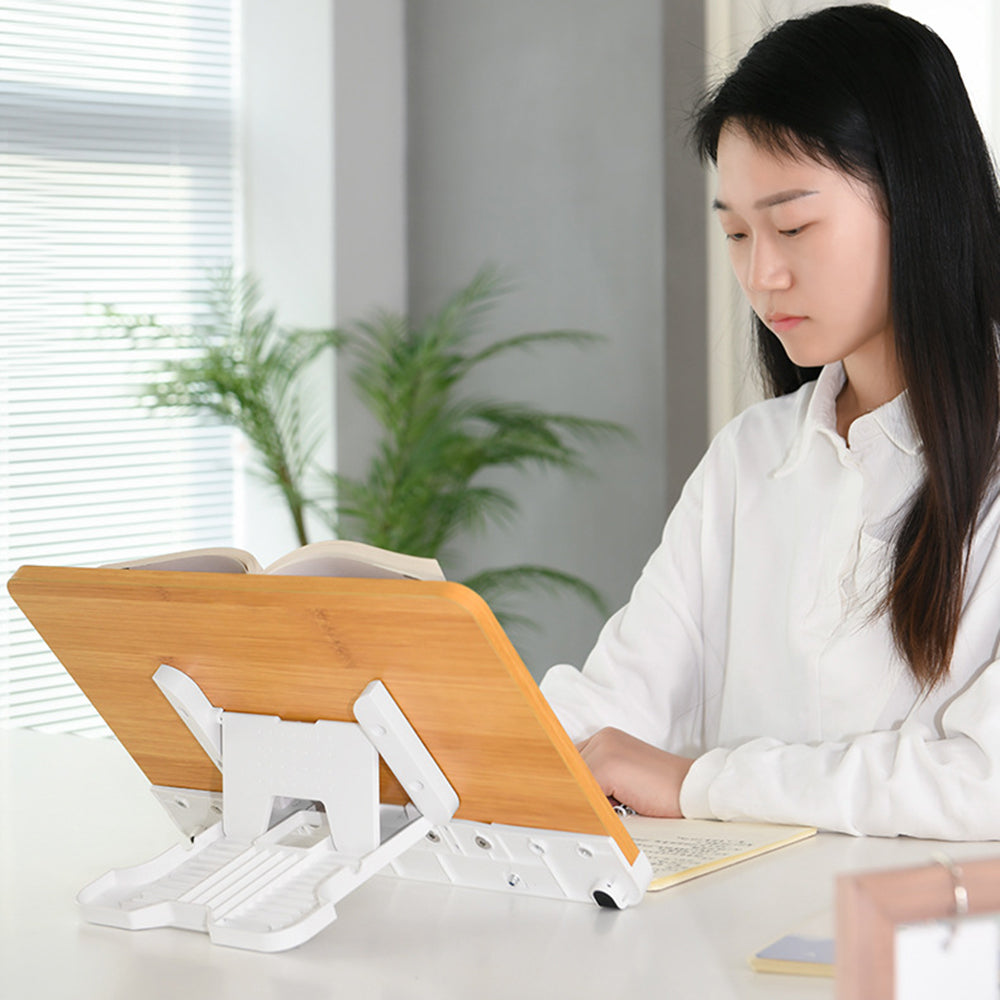 BG-2 Desktop Book Stand Folding Metal Book Holder Portable 50-Degree Adjustable Reading Stand with Clip