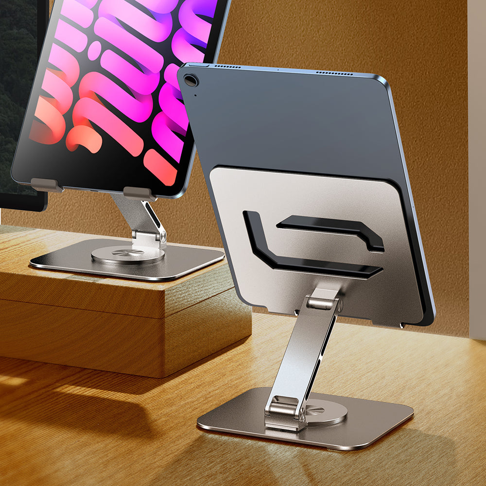 P022 Portable Desktop Tablet Stand Aluminum Alloy Tablet Computer Bracket Rotating Folding Phone Holder