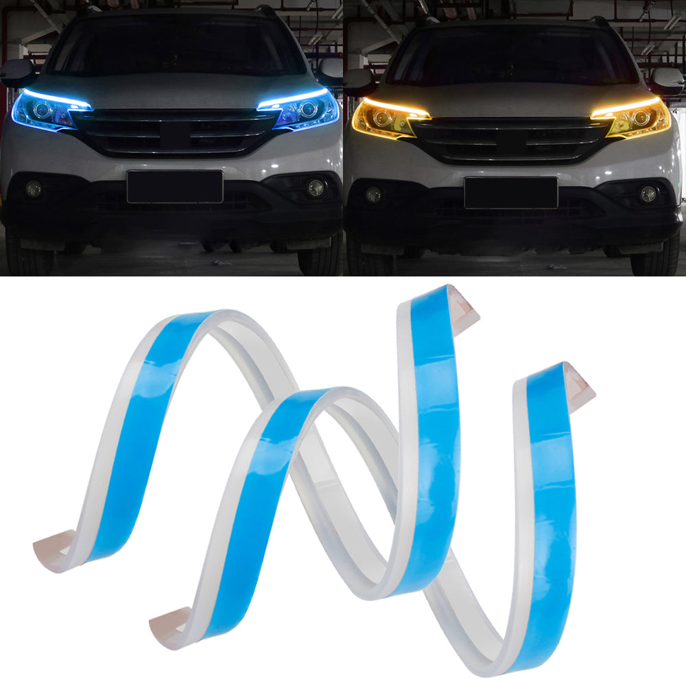 2Pcs 60cm Cuttable 12V Car DRL Flexible LED Strip Daytime Running Light Waterproof Turn Signal Light