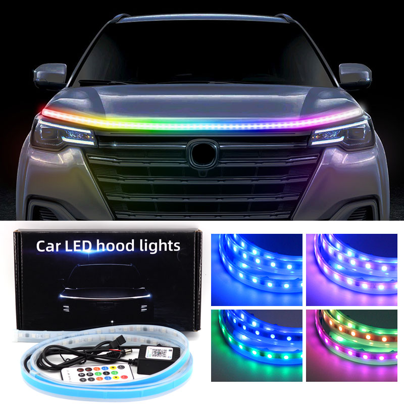 JG02 150cm Car LED Hood Light Strip Waterproof Daytime Running Light 12V Phantom Dynamic Decorative Atmosphere Lamp