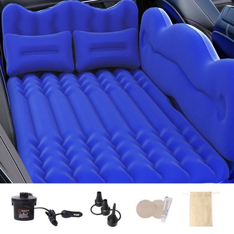 ZD-432 Car PVC Flocking Mattress Automatic Air Inflation Bed SUV Truck Straight Stripe Sleeping Mat with Detachable Side Baffle