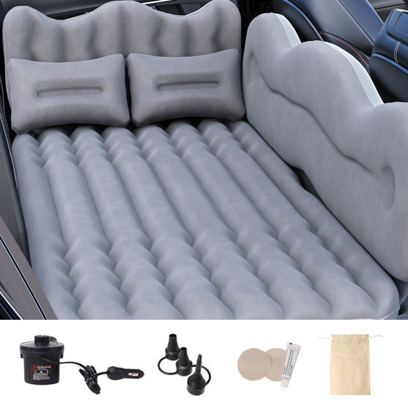 ZD-432 Car PVC Flocking Mattress Automatic Air Inflation Bed SUV Truck Straight Stripe Sleeping Mat with Detachable Side Baffle