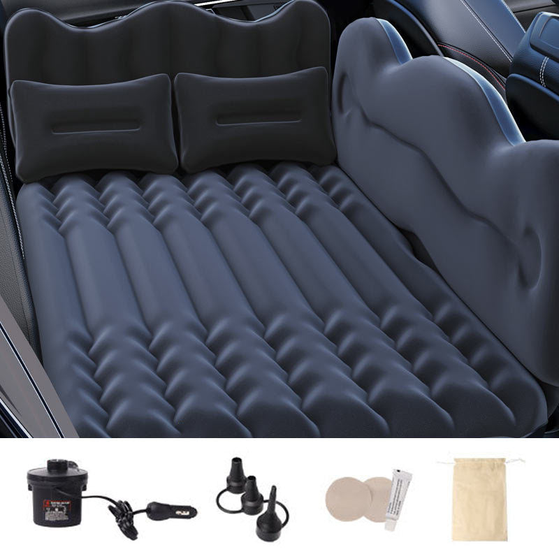 ZD-432 Car PVC Flocking Mattress Automatic Air Inflation Bed SUV Truck Straight Stripe Sleeping Mat with Detachable Side Baffle
