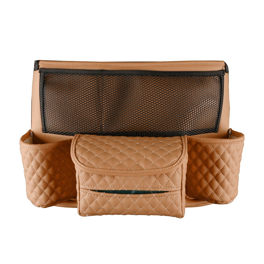 1130 Leather Car Seat Middle Bag Vehicle Central Control Multi Pockets Phone Sundries Storage Bag