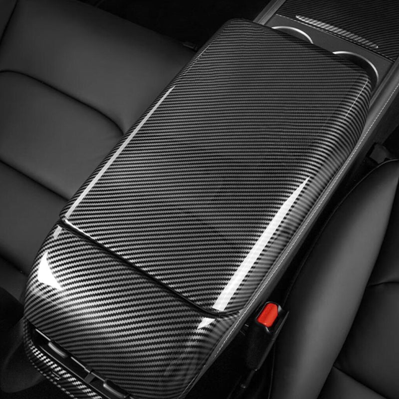 M30246 ABS Car Armrest Box Cover for Tesla Model 3 17-22 / Model Y 21-22 Central Control Armrest Interior Decor