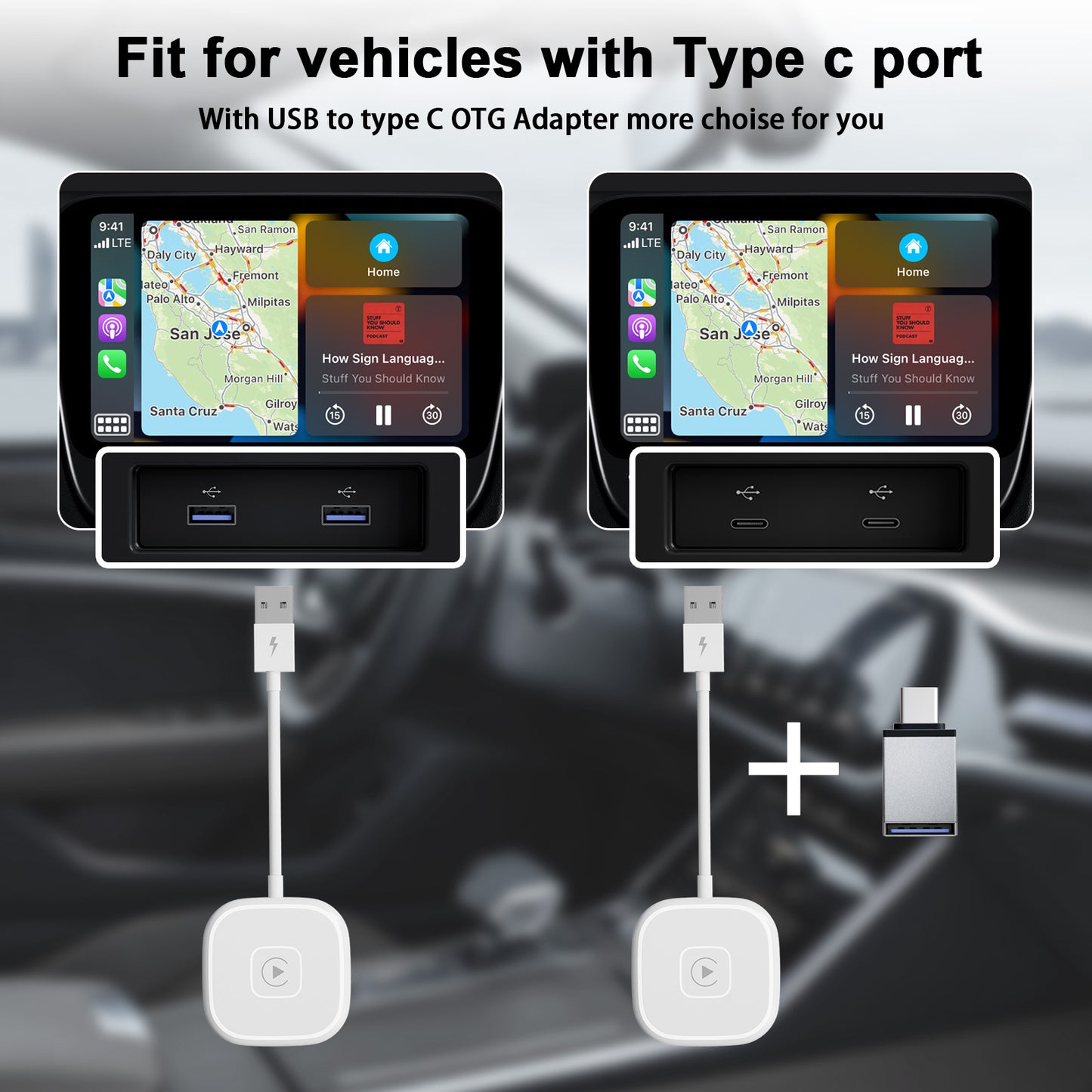 THT-020-4 Wireless CarPlay Adapter, CarPlay Dongle AI BOX for Wired CarPlay Cars, Wired to Wireless CarPlay Converter