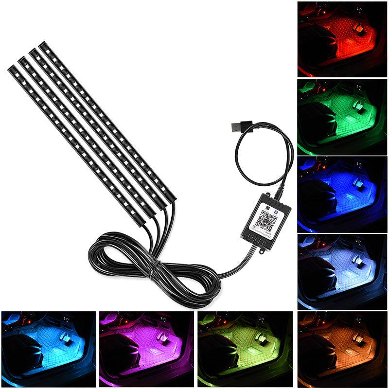 E9U72 RGB Car Ambient Light USB 5V Bluetooth APP Control 72LED Car Decoration Light Strip