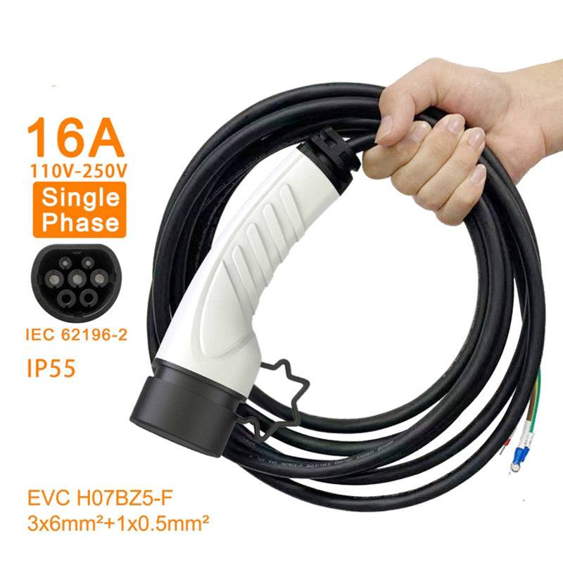 EU Plug 7-pin 250V 16A Electric Car Charger Adapter New Energy Automobile Charging Parts with 5m Cable