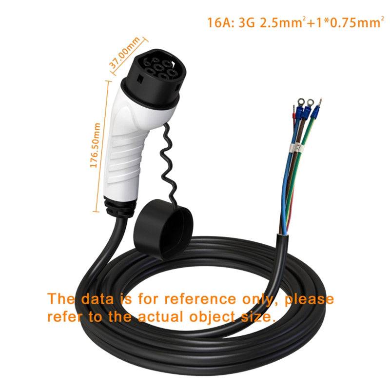 EU Plug 7-pin 250V 16A Electric Car Charger Adapter New Energy Automobile Charging Parts with 5m Cable