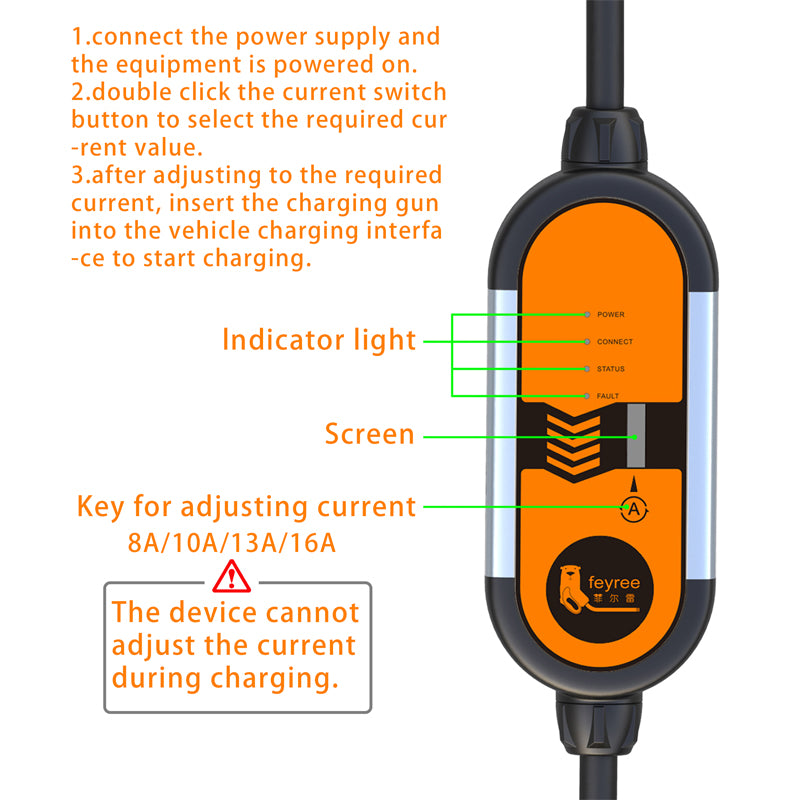 FEYREE Aluminum Alloy 3.5KW Portable Charger for New Energy Electric Vehicles Charger, EU Plug