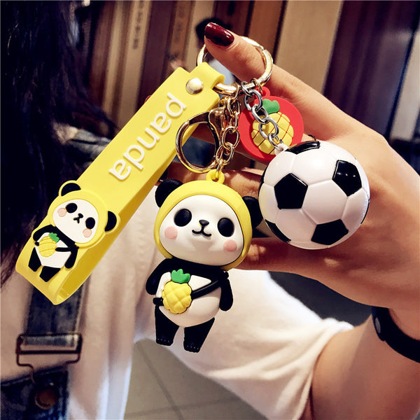 Cute Panda Soccer Pendant Car Key Keychain Bag Pendant Hanging Ornament