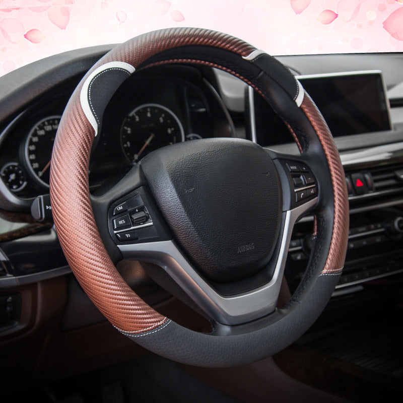 38cm Round Cute Rabbit Women Car Steering Wheel Cover Artificial Leather Anti-skid Steering Wheel Sleeve