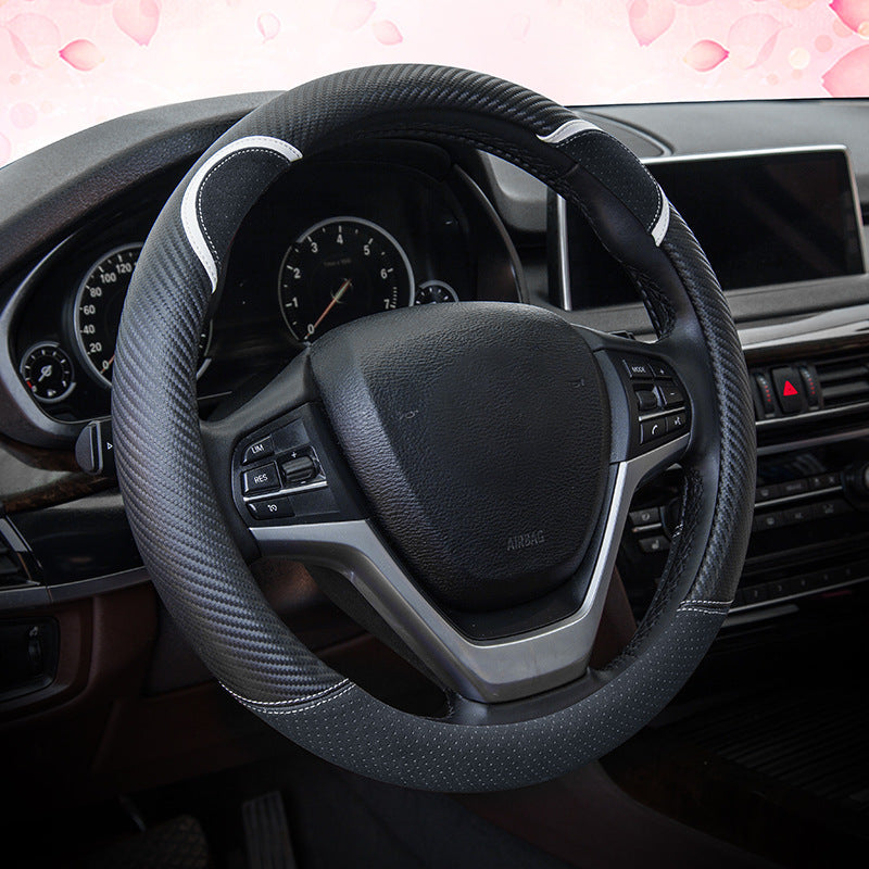 38cm Round Cute Rabbit Women Car Steering Wheel Cover Artificial Leather Anti-skid Steering Wheel Sleeve
