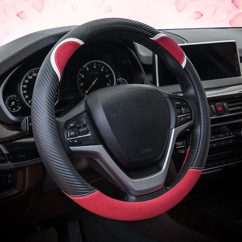 38cm Round Cute Rabbit Women Car Steering Wheel Cover Artificial Leather Anti-skid Steering Wheel Sleeve