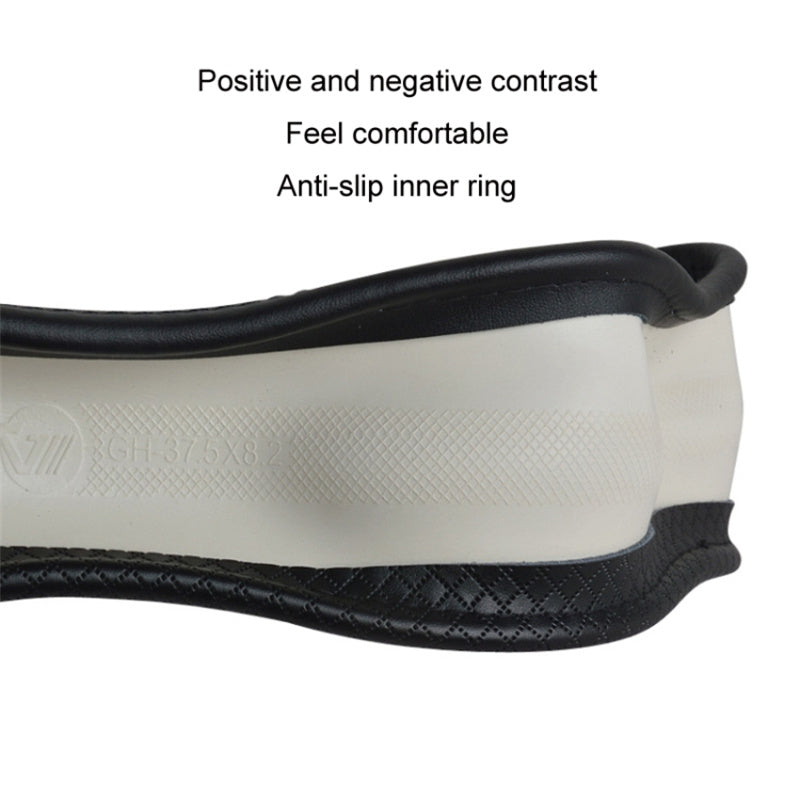 Universal 38cm Car Steering Wheel Cover Embossing Genuine Cow Leather Wheel Sleeve Protector, Round Type