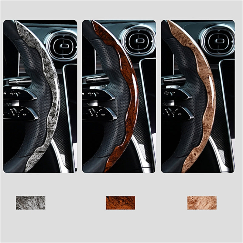 38cm Car Steering Wheel Cover PVC Mahogany Wood Effect Snap-in Type Wheel Sleeve Protector