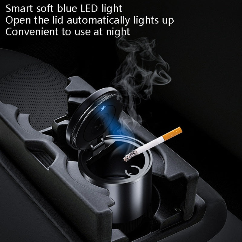 BEN.JACK LED Light Ashtray with Lid Multifunctional Universal Car Ashtray for Home Office