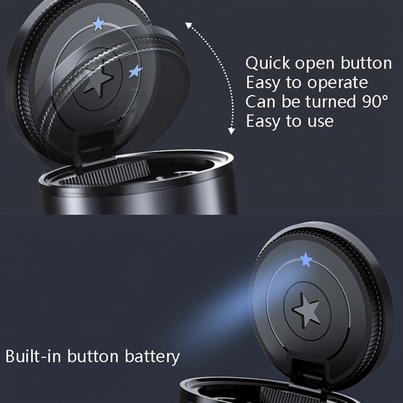 BEN.JACK LED Light Ashtray with Lid Multifunctional Universal Car Ashtray for Home Office