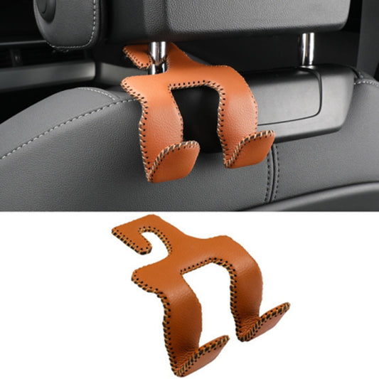 Dual Hook Design Car Seat Back Hanging Hook Stainless Steel + PU Leather Car Seat Headrest Hook Phone Holder