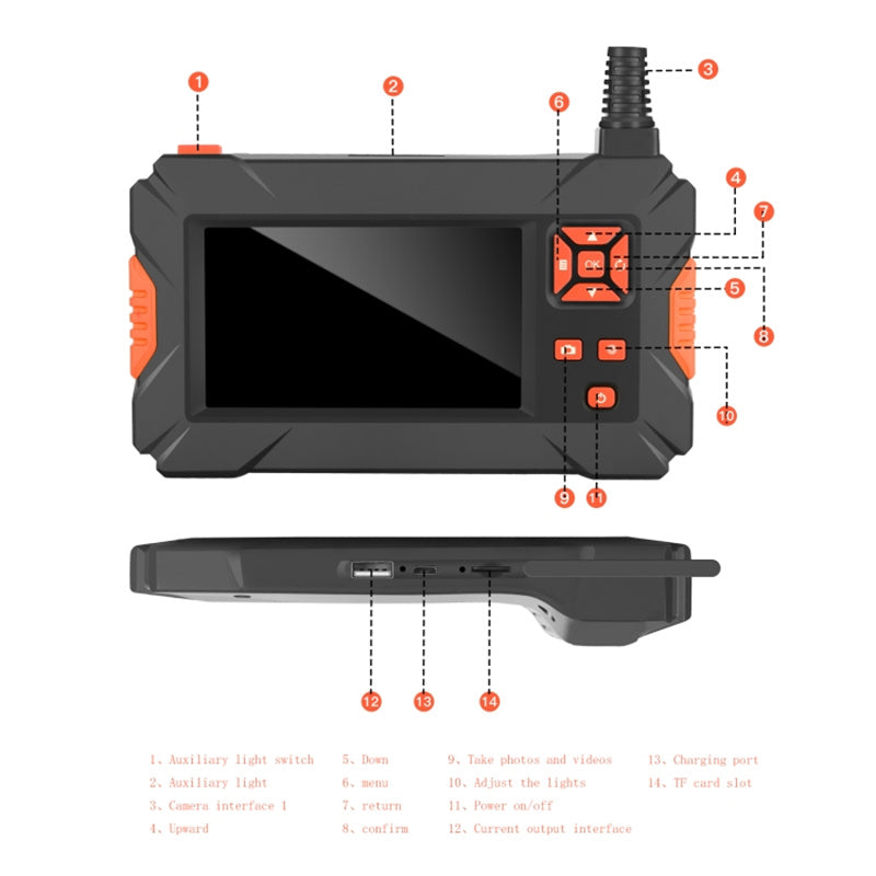 P130 10m Hard Wire HD 5.5mm Dual-Lens 4.3-Inch Screen Borescope Waterproof LED Sewer Drain Pipe Inspection Camera