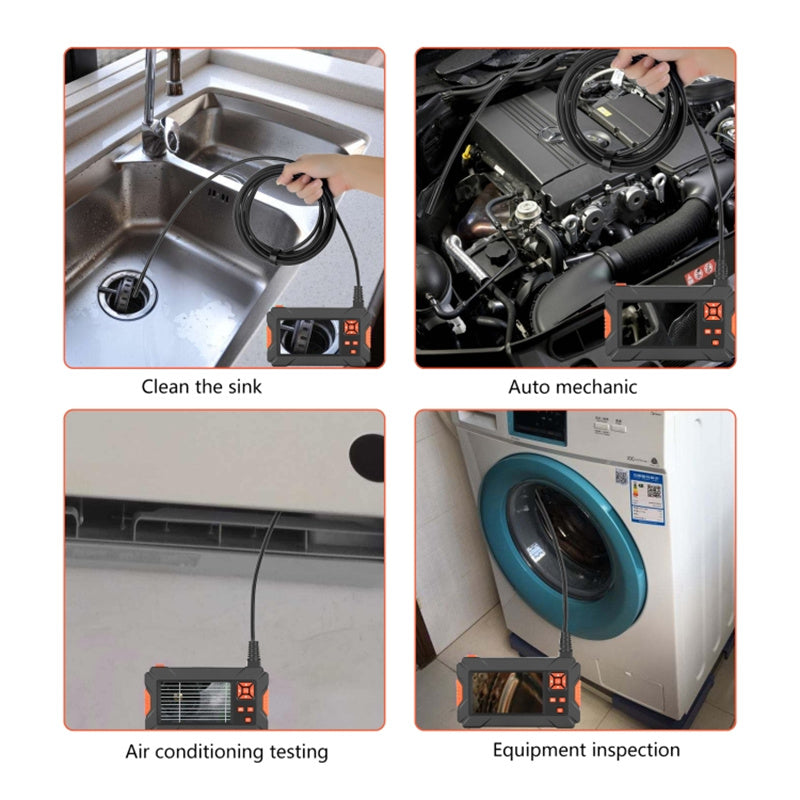 P130 5m Hard Wire Industrial Endoscope 8mm Three-Lens 4.3-inch HD Borescope Pipe Camera IP68 Waterproof