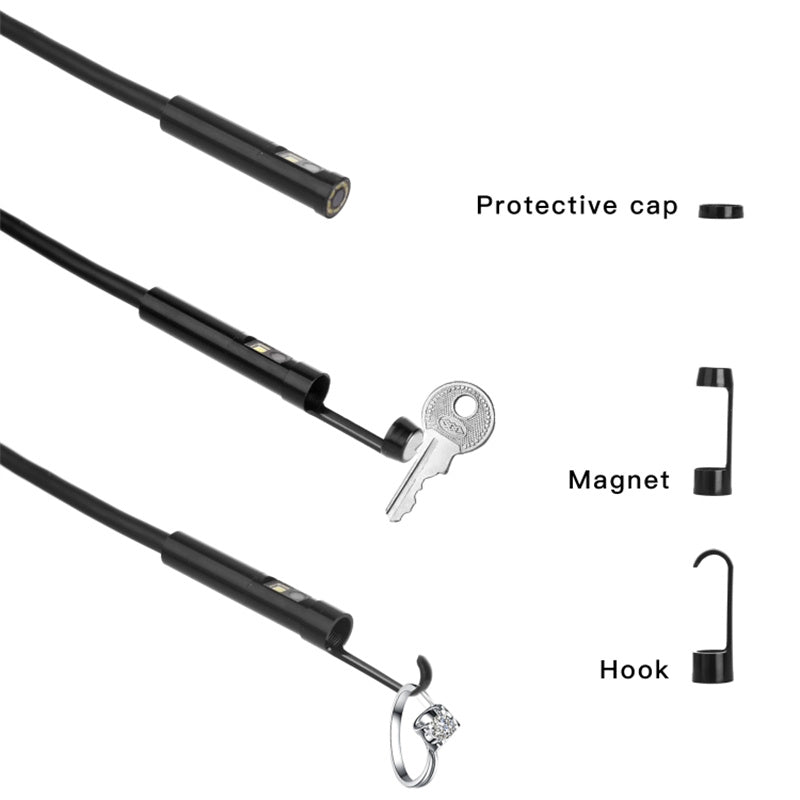 P130 2m Hard Wire 8mm Dual-Lens Inspection Camera LED Light Borescope Waterproof Industrial Endoscope