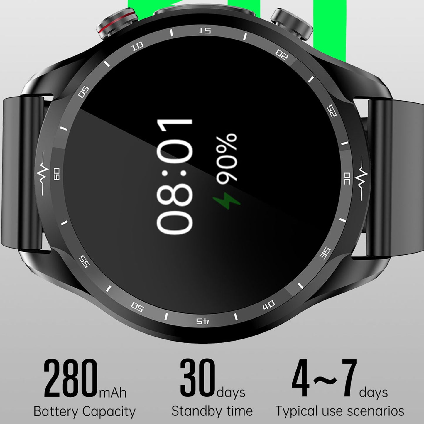 E430 1.39 Smart Bracelet ECG+PPG Health Watch with Blood Oxygen, Temperature, Heart Rate Monitoring, Leather Strap
