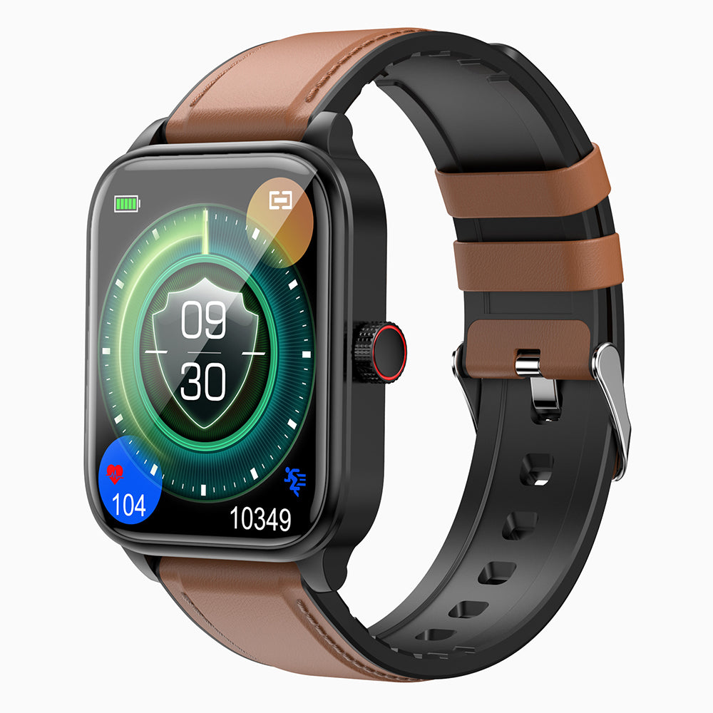 ET540 1.39-inch Screen ECG Smart Watch Heart Rate Temperature Monitoring NFC Sports Bracelet, Leather Strap