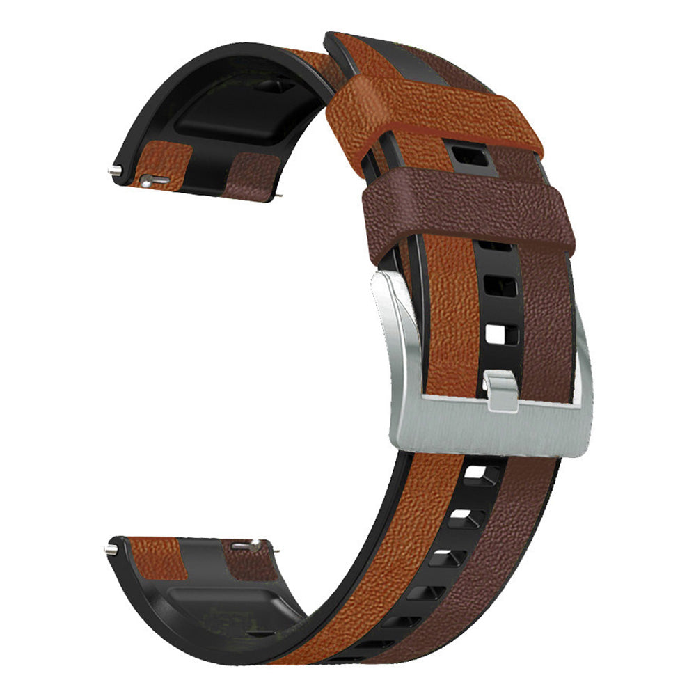 For Huawei Watch Buds / GT 3 SE / GT 3 Pro Three Color Design Leather Coated Silicone Wrist Band 22mm Replacement Watch Strap