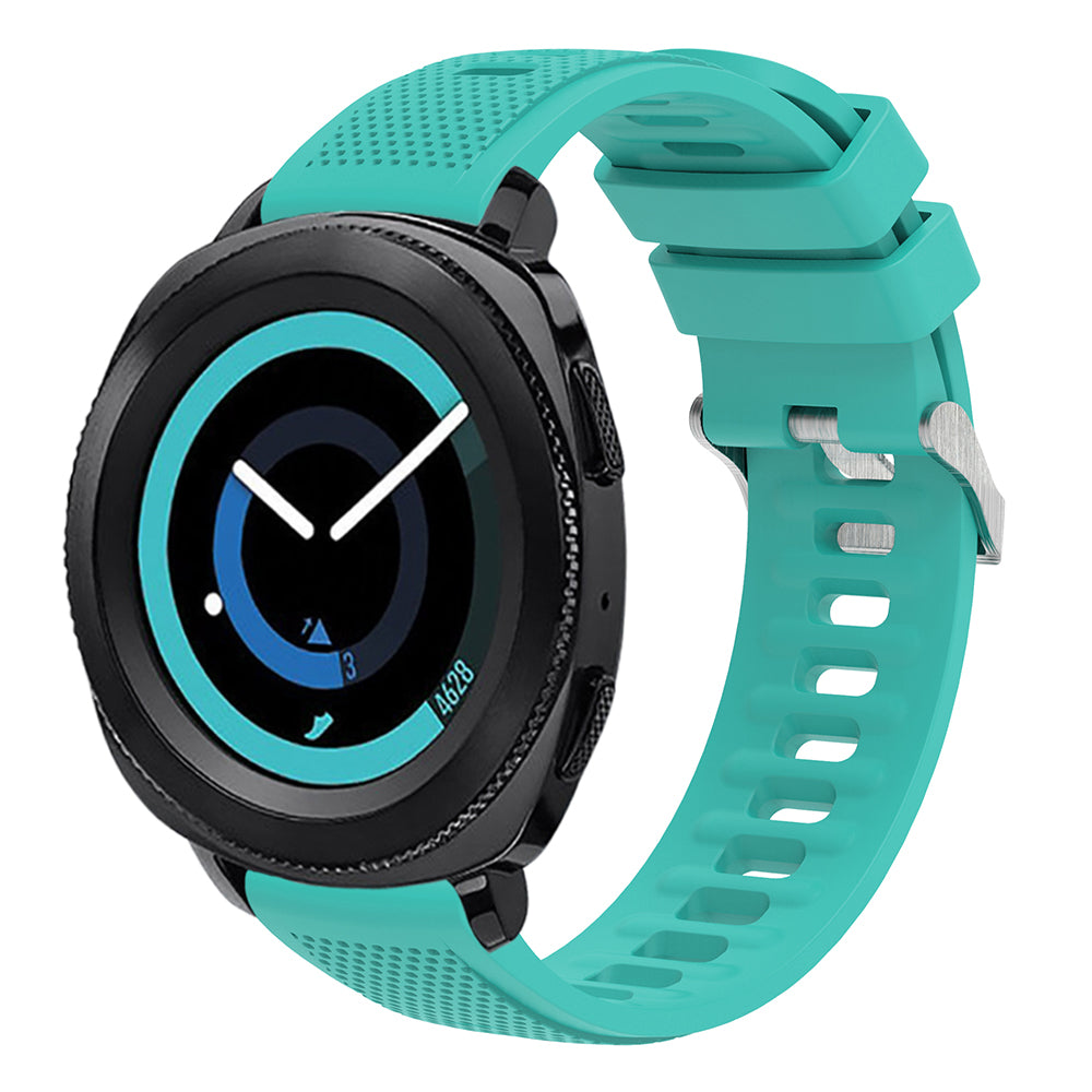 Silicone Watch Band for Garmin Forerunner 645 / Samsung Galaxy Watch3 41mm , 20mm Textured Strap with Silver Buckle