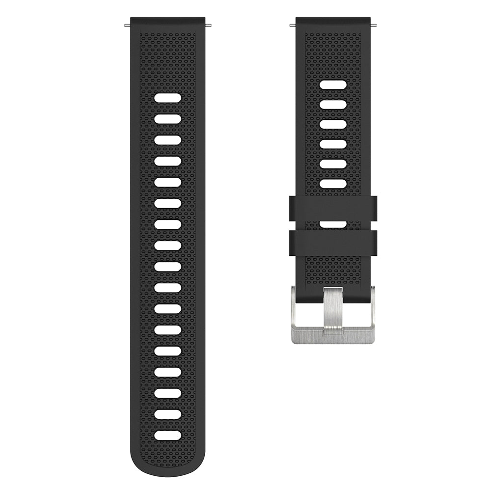 Silicone Watch Band for Garmin Forerunner 645 / Samsung Galaxy Watch3 41mm , 20mm Textured Strap with Silver Buckle