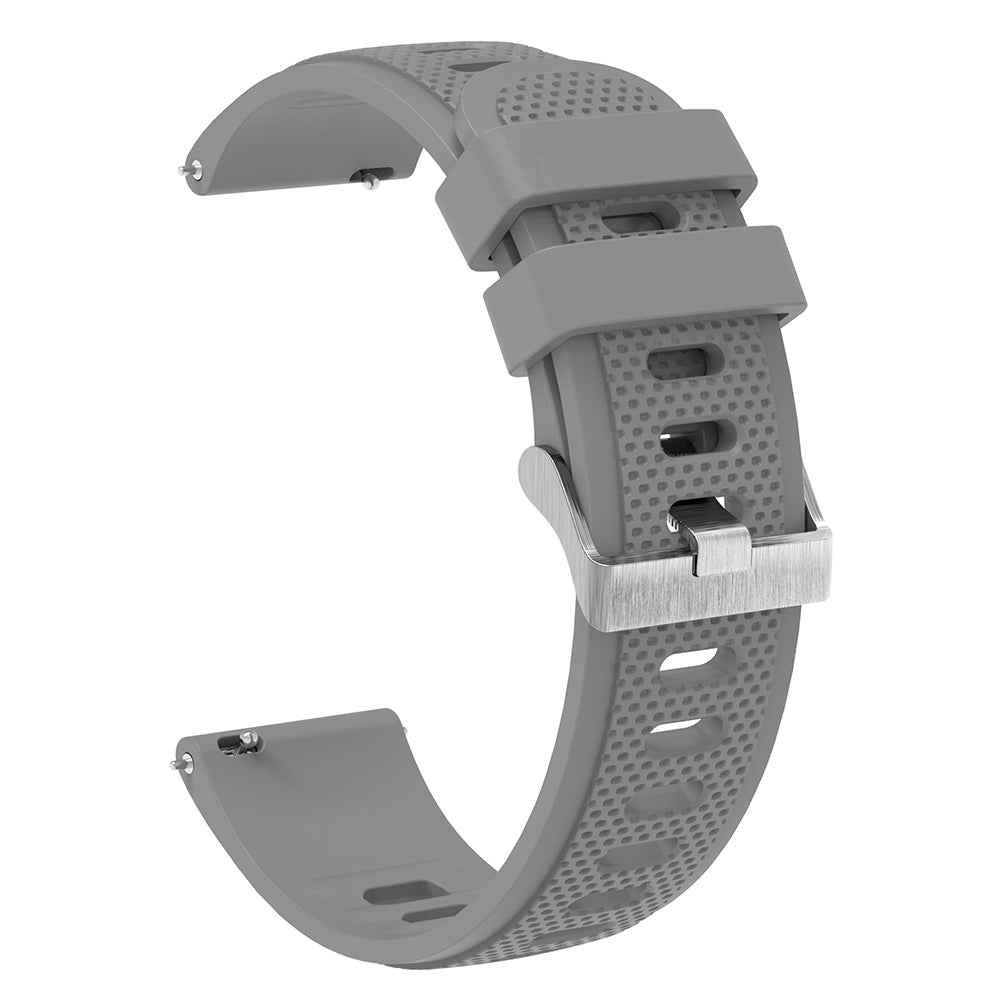 Silicone Watch Band for Garmin Forerunner 645 / Samsung Galaxy Watch3 41mm , 20mm Textured Strap with Silver Buckle