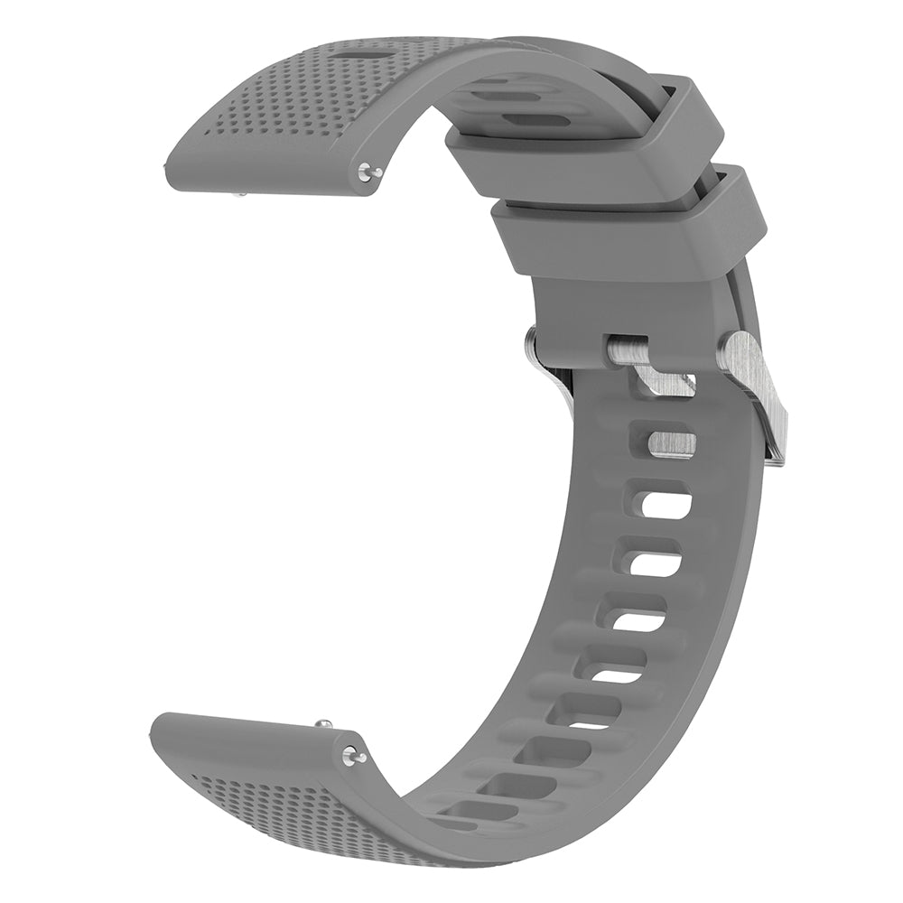 Silicone Watch Band for Garmin Forerunner 645 / Samsung Galaxy Watch3 41mm , 20mm Textured Strap with Silver Buckle