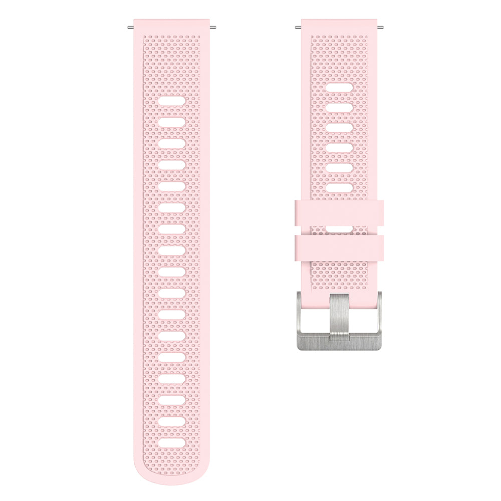 Silicone Watch Band for Garmin Forerunner 645 / Samsung Galaxy Watch3 41mm , 20mm Textured Strap with Silver Buckle