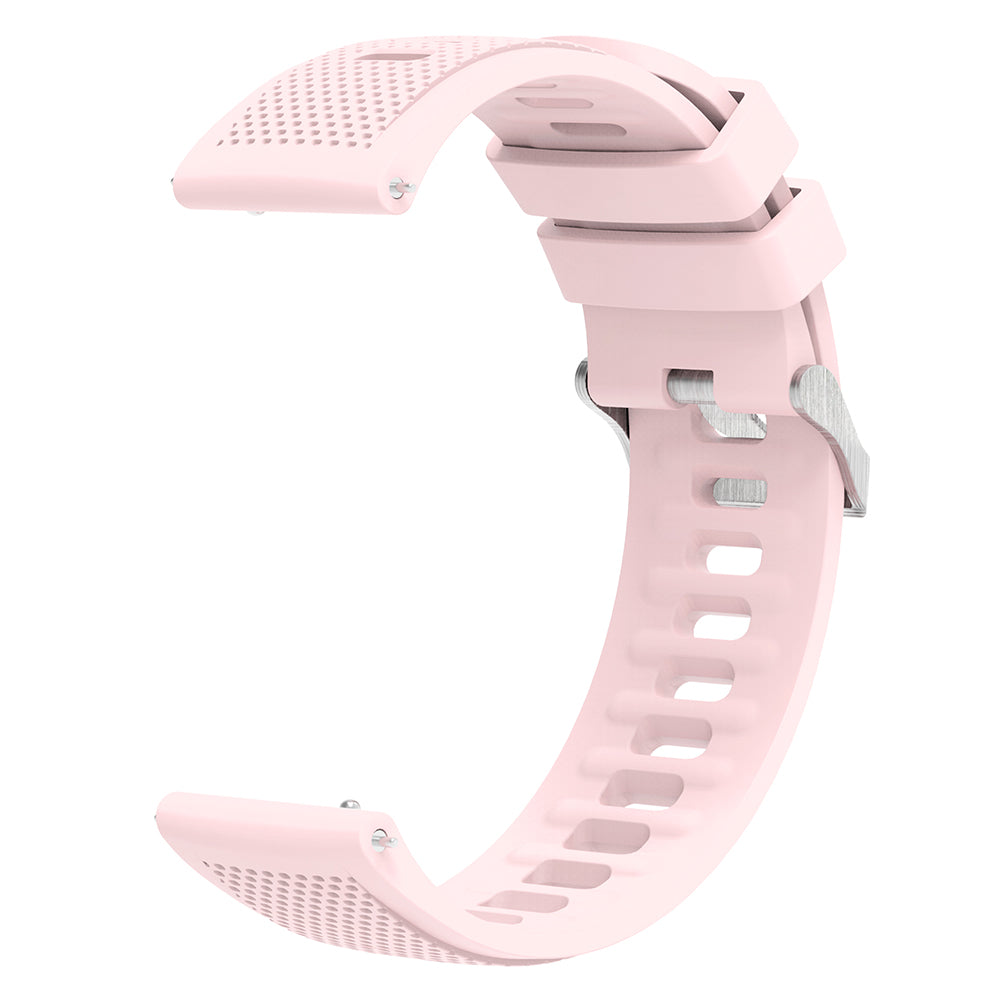 Silicone Watch Band for Garmin Forerunner 645 / Samsung Galaxy Watch3 41mm , 20mm Textured Strap with Silver Buckle