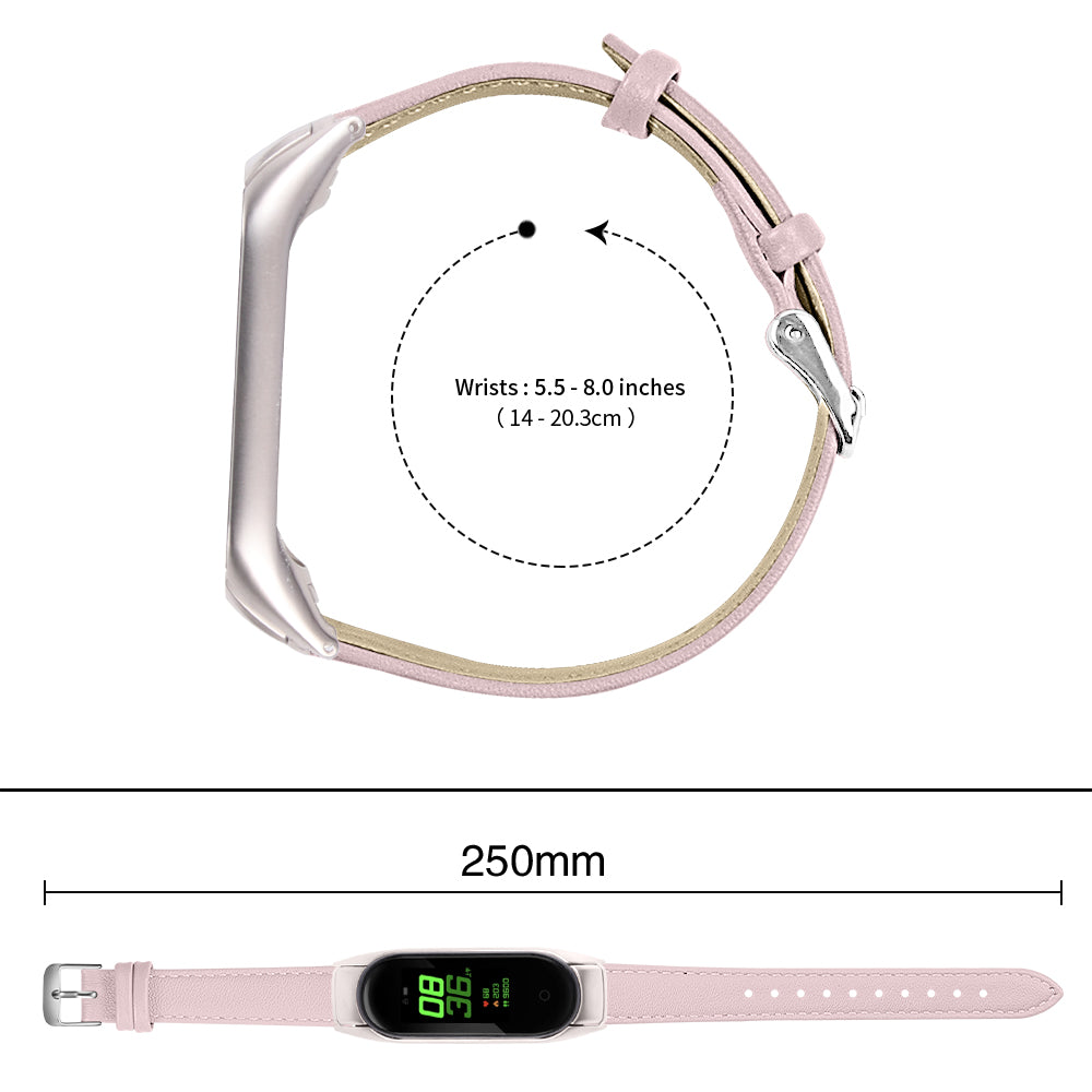 For Xiaomi Smart Band 8 Watch Bands Genuine Cowhide Leather Straps with Silver Watch Case
